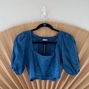 Reformation Denim Blouse Crop Top